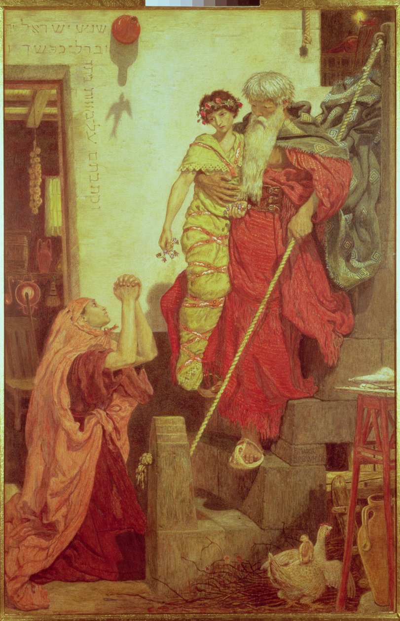 Illés helyreállítja az özvegy fiát, 1868 alkotó: Ford Madox Brown