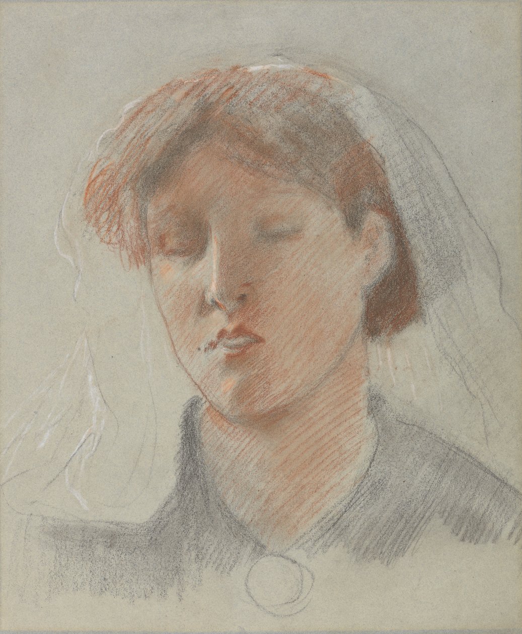 A művész felesége, Emma az esküvő napján (színes kréták papíron) alkotó: Ford Madox Brown