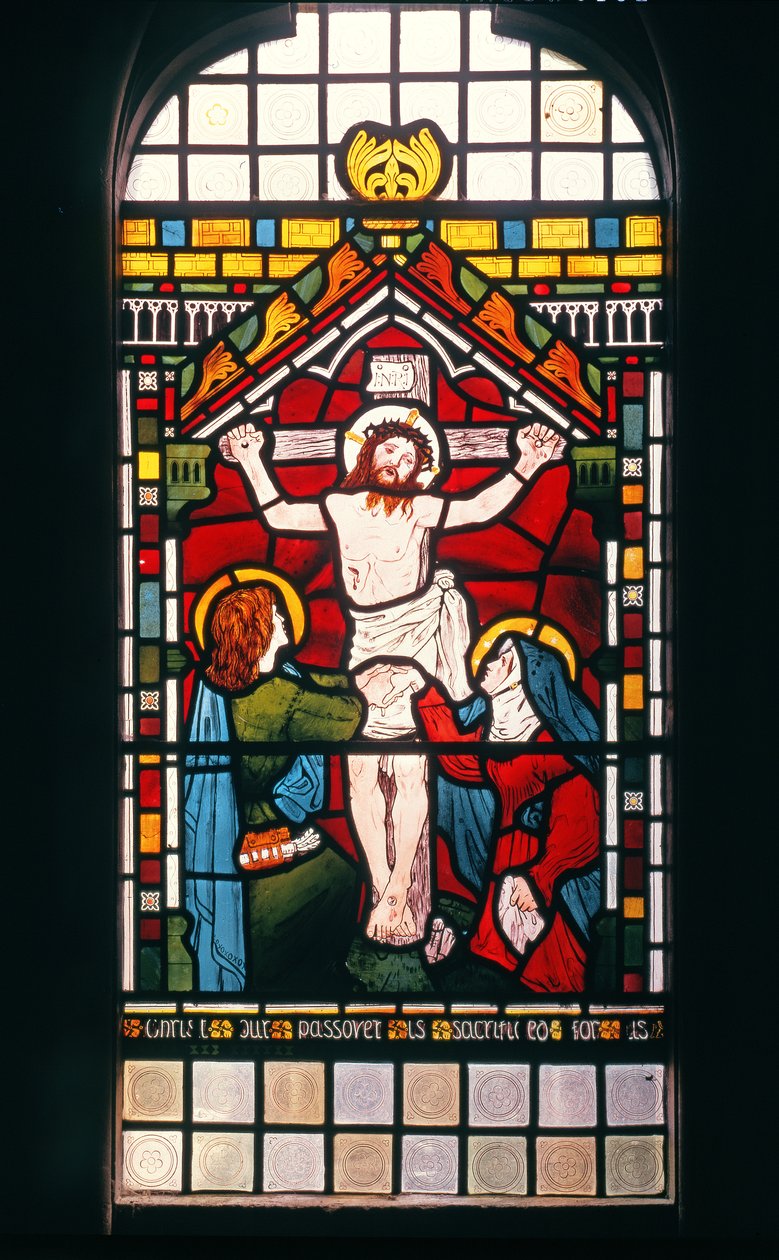 A keresztre feszítés, 1861 (festett üveg) alkotó: Ford Madox Brown