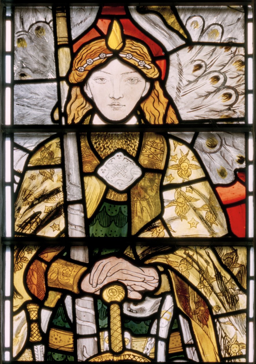 Uriel arkangyal, 1862 (festett üveg) alkotó: Ford Madox Brown
