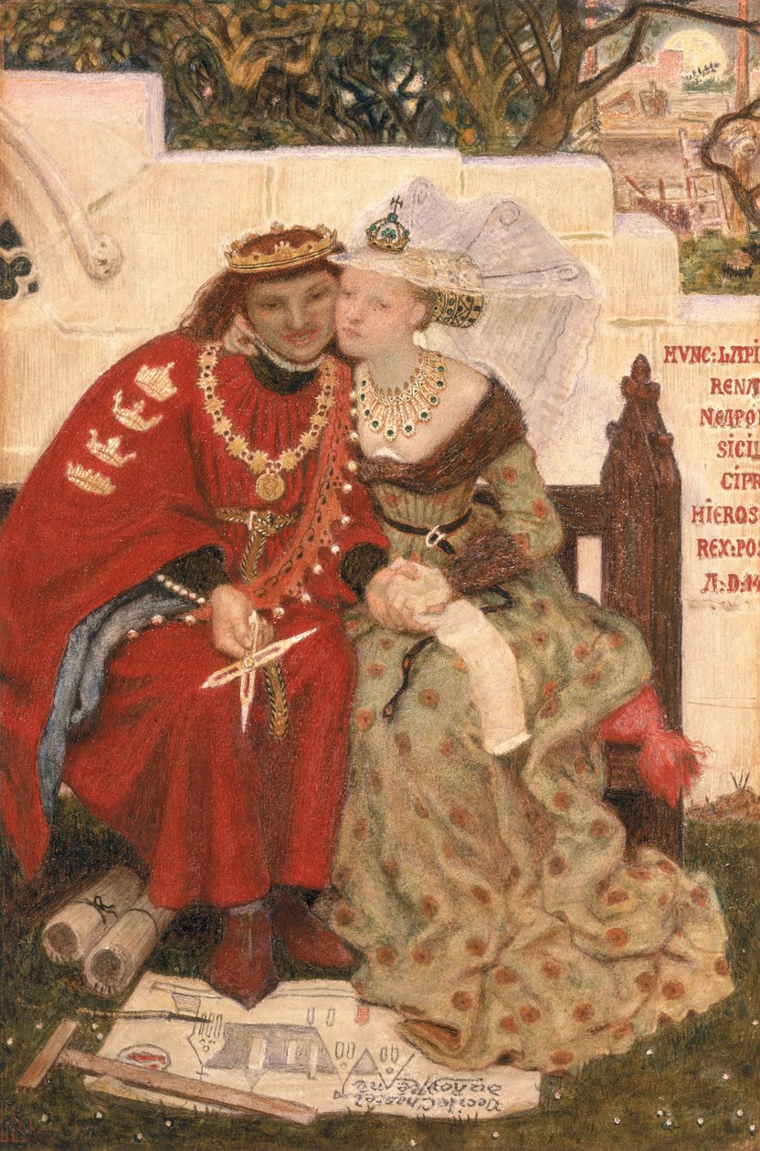 King Renes Nászút (wc papíron) alkotó: Ford Madox Brown