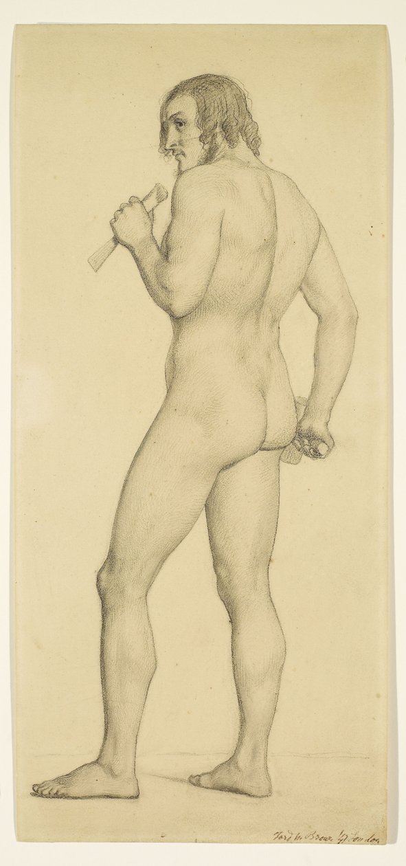 Férfi - Akadémiai akt Tanulmány pózolt szobrászként alkotó: Ford Madox Brown