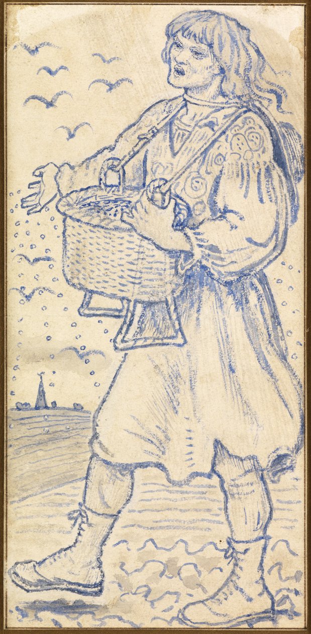 November, a Magvető: Csempe tanulmányozása a Cambridge-i Queens College Hallban alkotó: Ford Madox Brown
