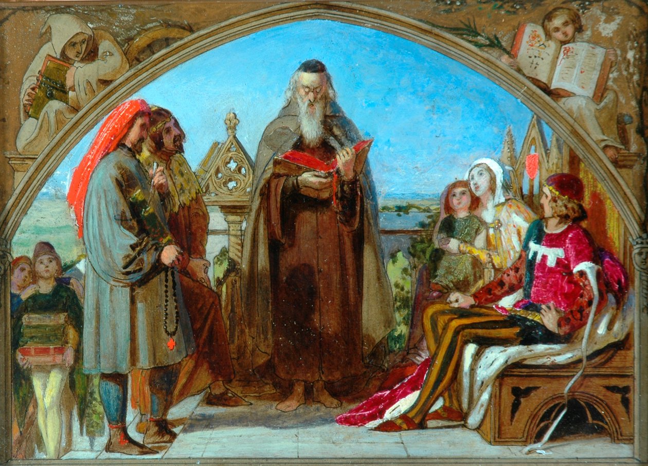 Vázlat a „Wycliffe Reading His Translation” című könyvhöz, 1847 alkotó: Ford Madox Brown