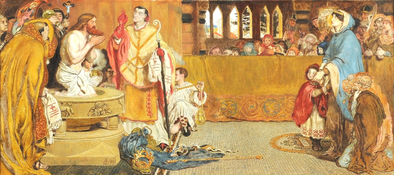 Szent Edwin megkeresztelkedése, 1879 alkotó: Ford Madox Brown