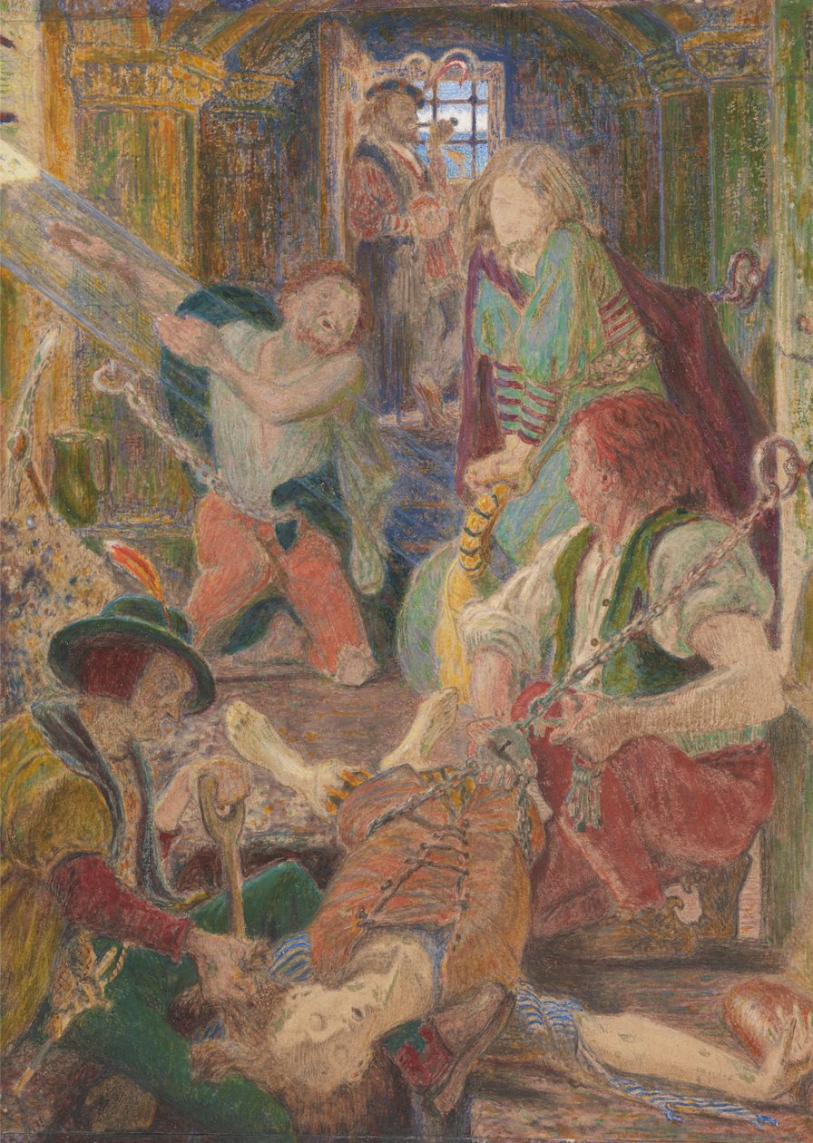 Chillon foglya könyörög a börtönőreinek, hogy temessék el a testvérét ott, ahol a nap leeshet a sírjára alkotó: Ford Madox Brown
