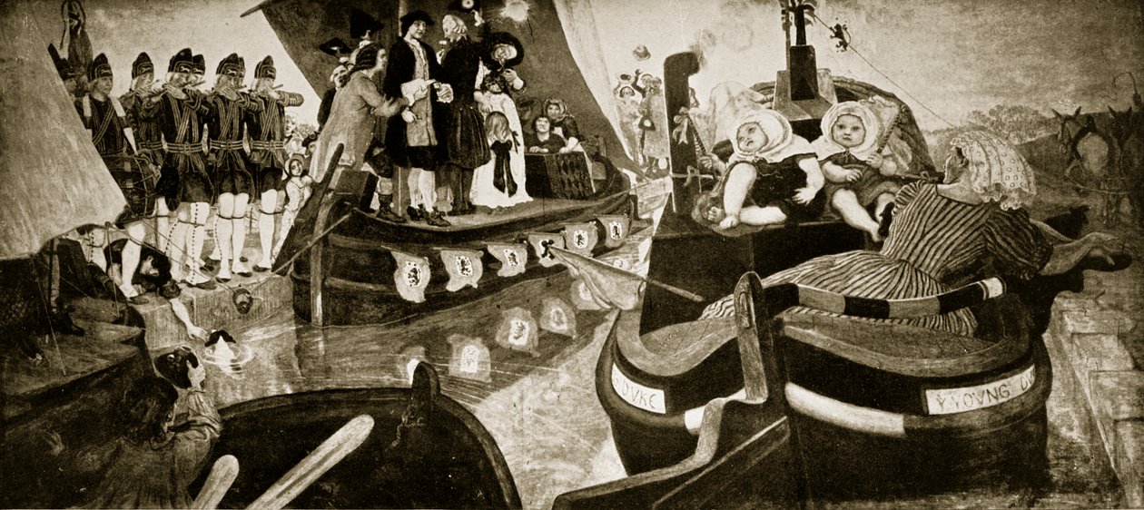 A Bridgewater-csatorna megnyitása, 1768, illusztráció a „Hutchinson története a brit nemzetről”, 1923 körül alkotó: Ford Madox Brown