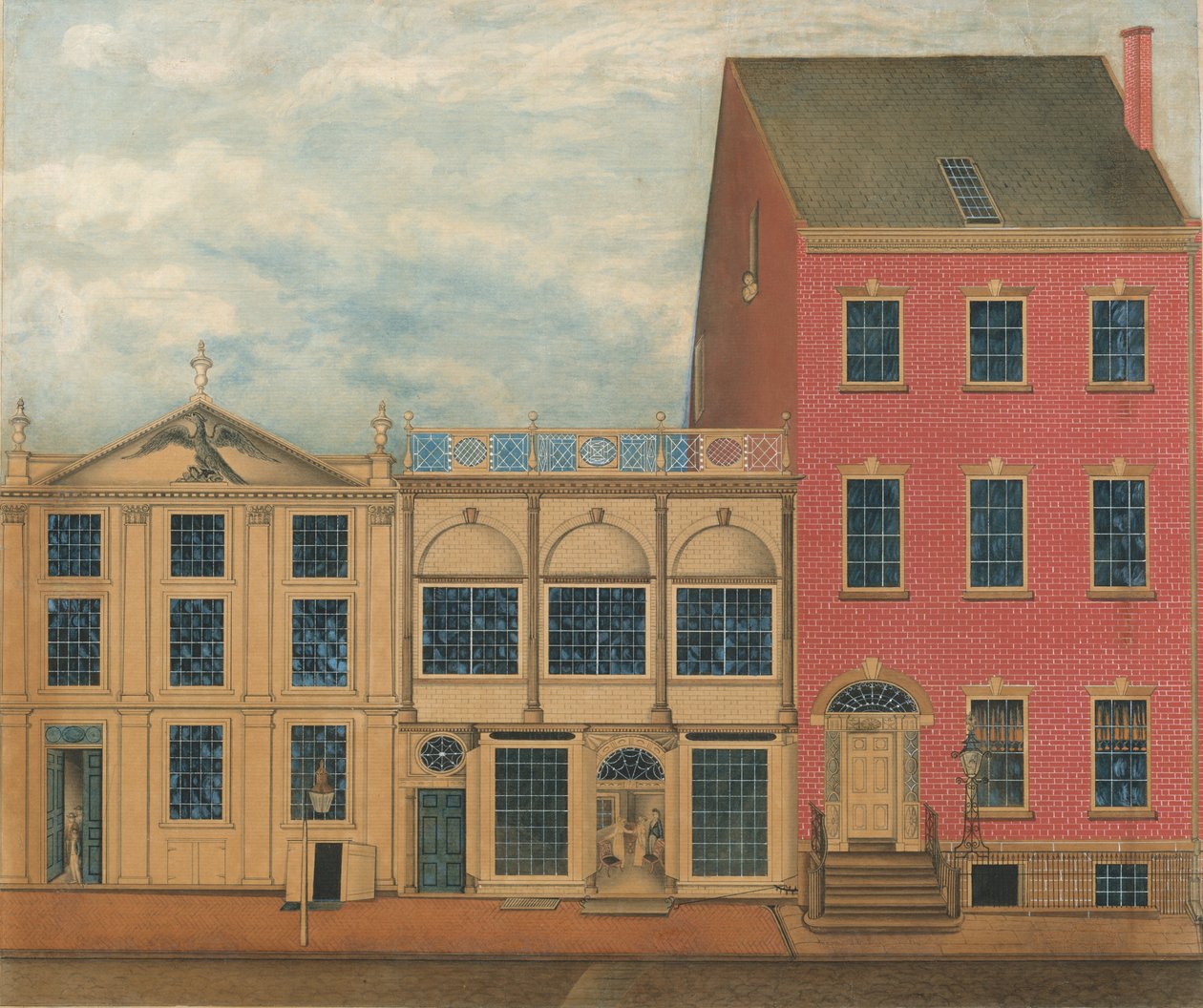 Duncan Phyfe üzlete és raktára, 168-172 Fulton Street, New York City, kb. 1816. alkotó: Formerly attributed to John Rubens Smith