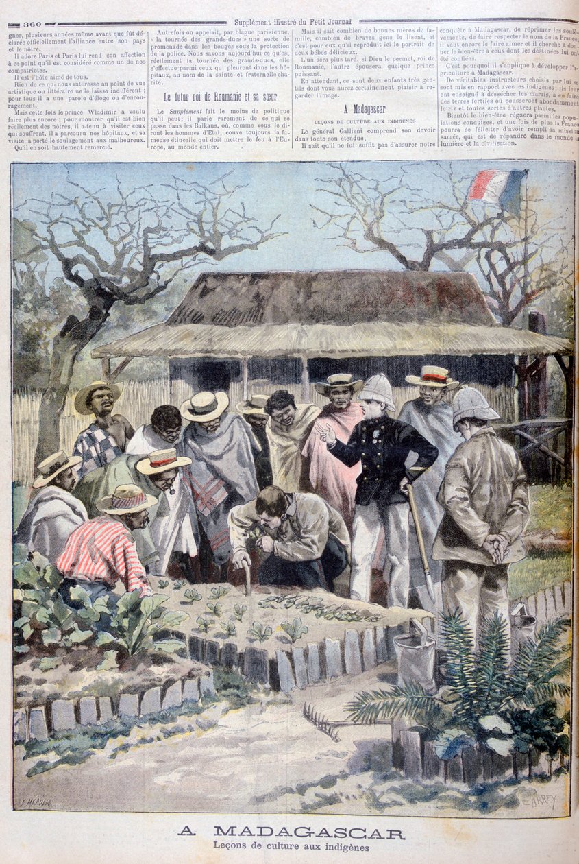 Mezőgazdasági lecke Madagaszkár őslakosainak, 1897 alkotó: Fortuné Méaulle