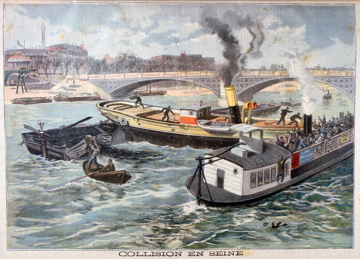 Ütközés a Szajnánál, Párizs, 1897 alkotó: Fortuné Méaulle