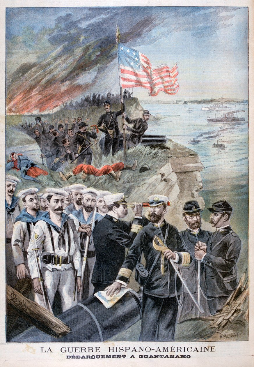 Csapatok partraszállása Guantánamóban, Kubában, 1898. alkotó: Fortuné Méaulle