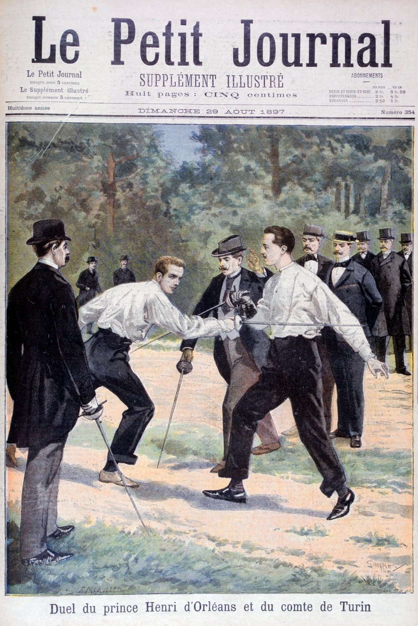 Párbaj Henri dOrleans herceg és a torinói gróf között, 1897 alkotó: Fortuné Méaulle