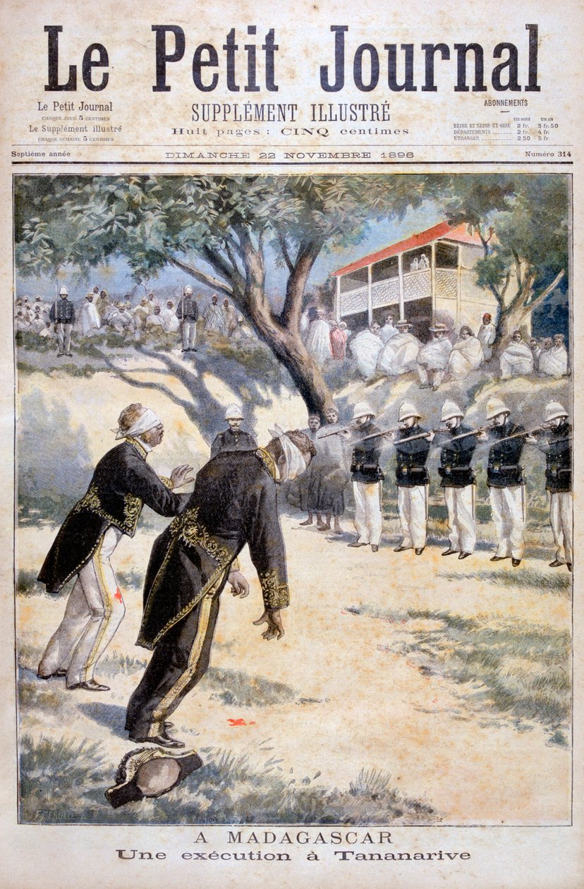 Kivégzés tüzelőosztag által a madagaszkári Antananarivo állambeli Tananarive-ban, 1896 alkotó: Fortuné Méaulle