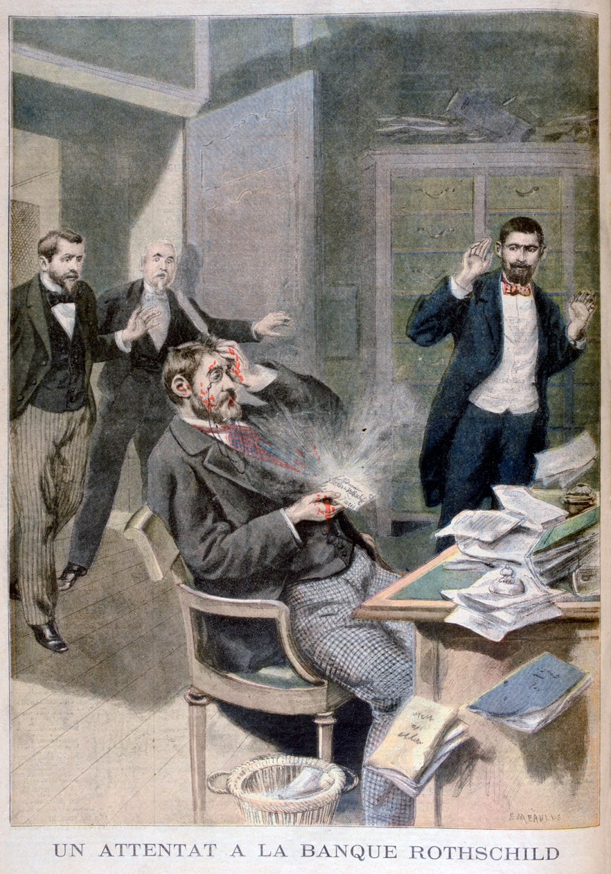Alphonse de Rothschild bárónak küldött levélbomba felrobbanása, 1895 alkotó: Fortuné Méaulle