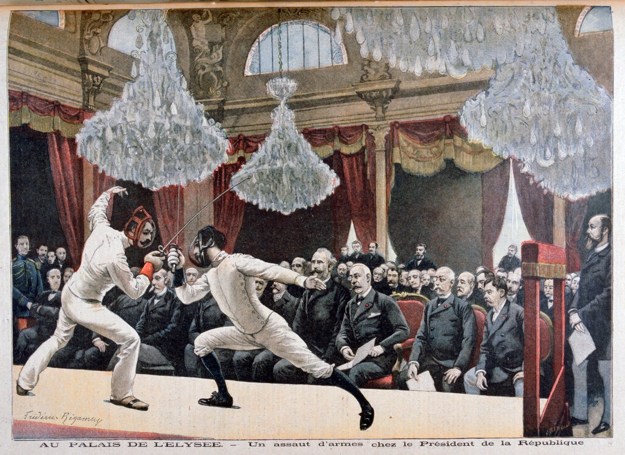 Vívás a köztársasági elnök előtt, Palais de lÉlysée, 1895 alkotó: Fortuné Méaulle