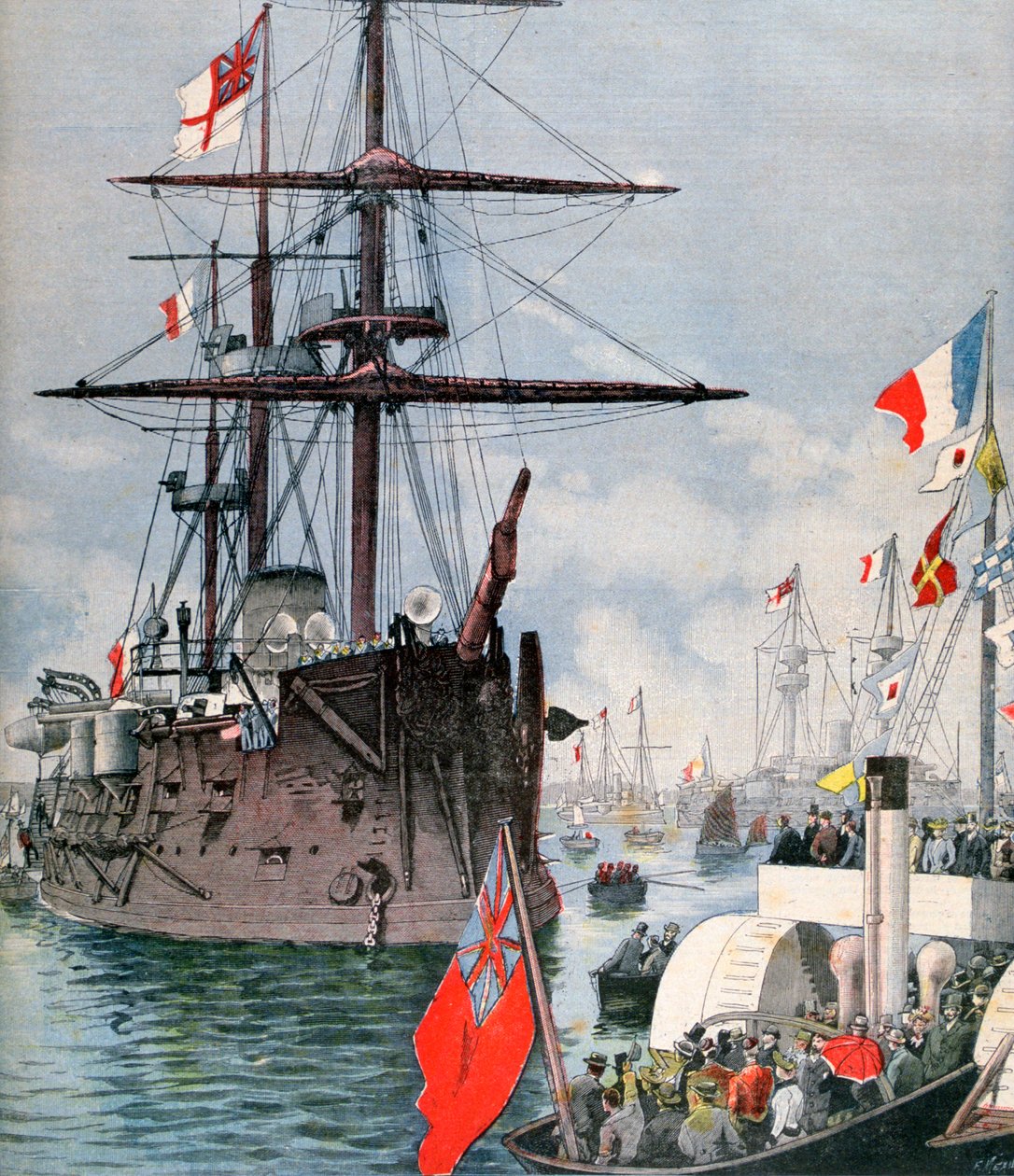 Francia flottilla Portsmouth kikötőjében, 1891 alkotó: Fortuné Méaulle