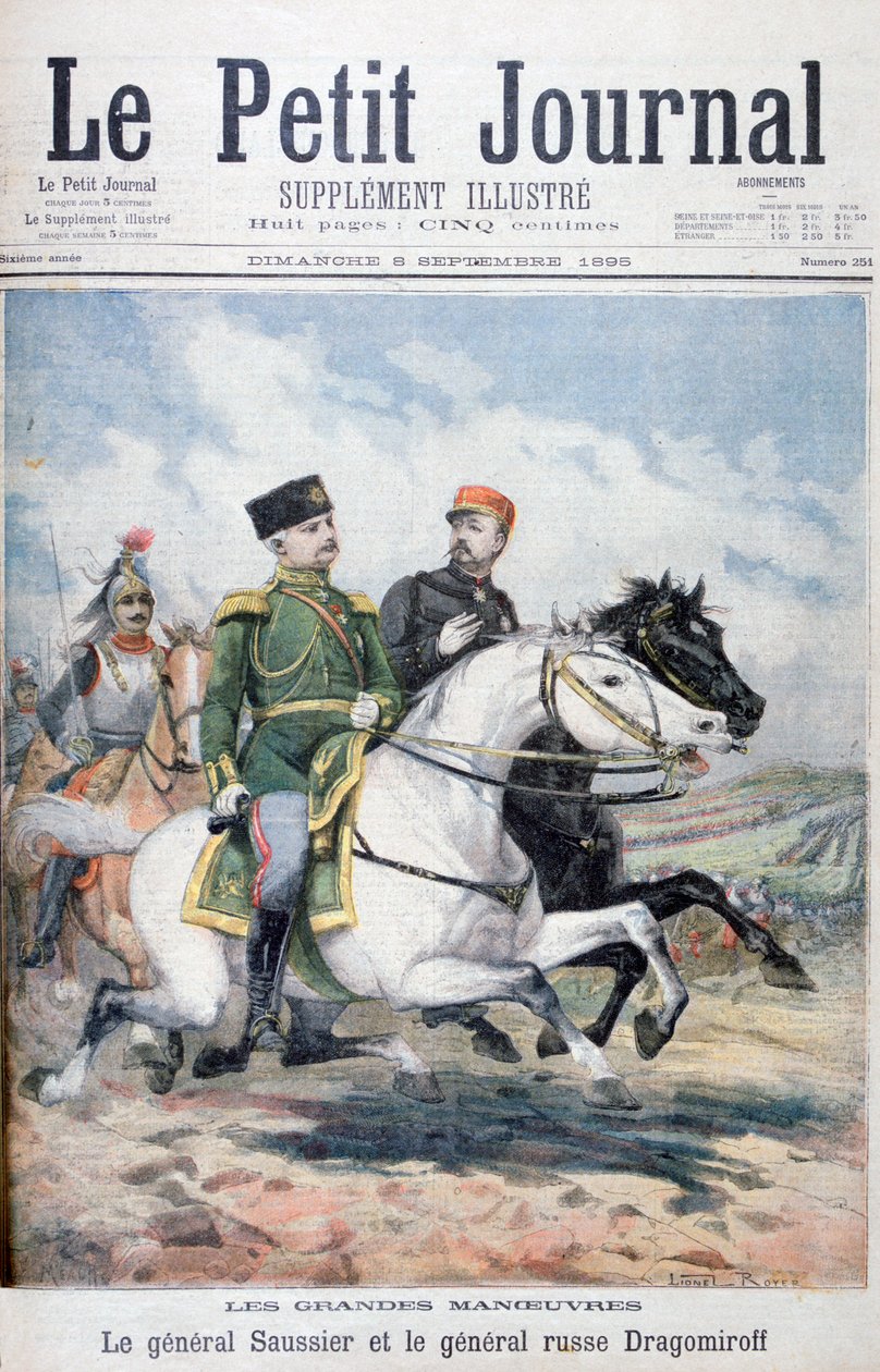 Saussier francia és Dragomirov orosz tábornok, 1895 alkotó: Fortuné Méaulle