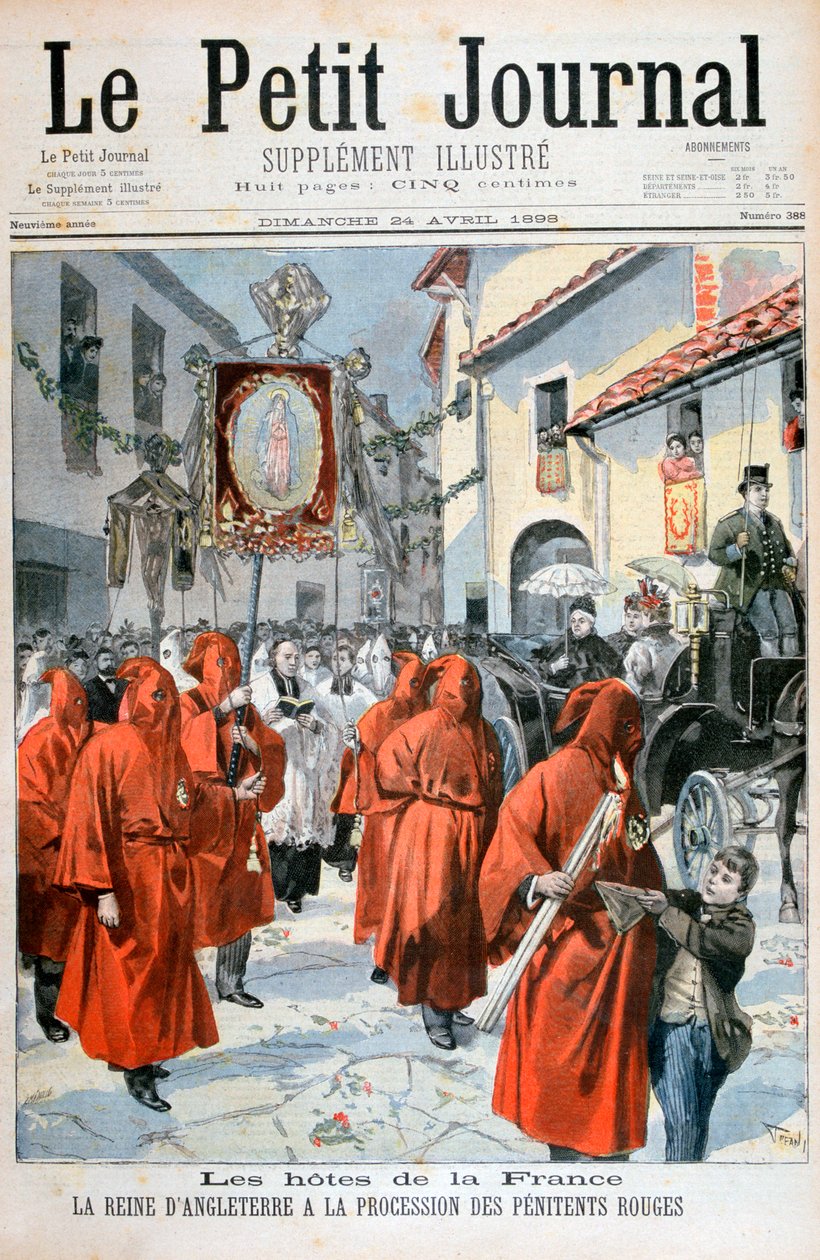 Viktória királynő a vörös bűnbánók körmenetét nézi, 1898. alkotó: Fortuné Méaulle