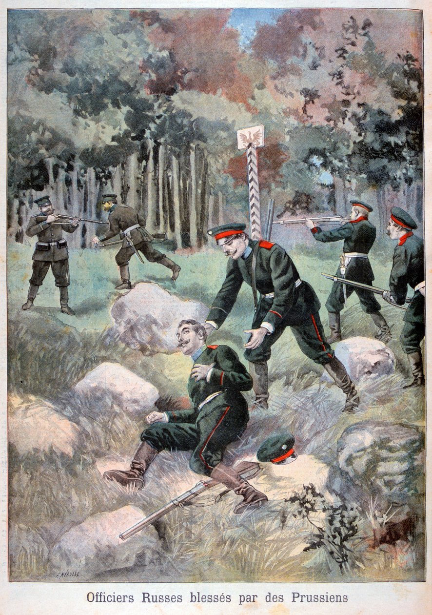 Orosz tiszt megsebesült a poroszok által, orosz határ, 1898 alkotó: Fortuné Méaulle