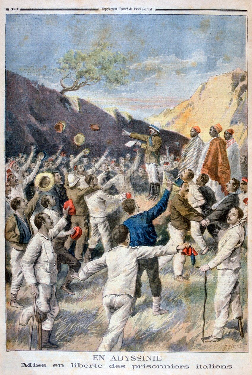 Kiszabadítják az olasz foglyokat, Abesszínia, 1896 alkotó: Fortuné Méaulle