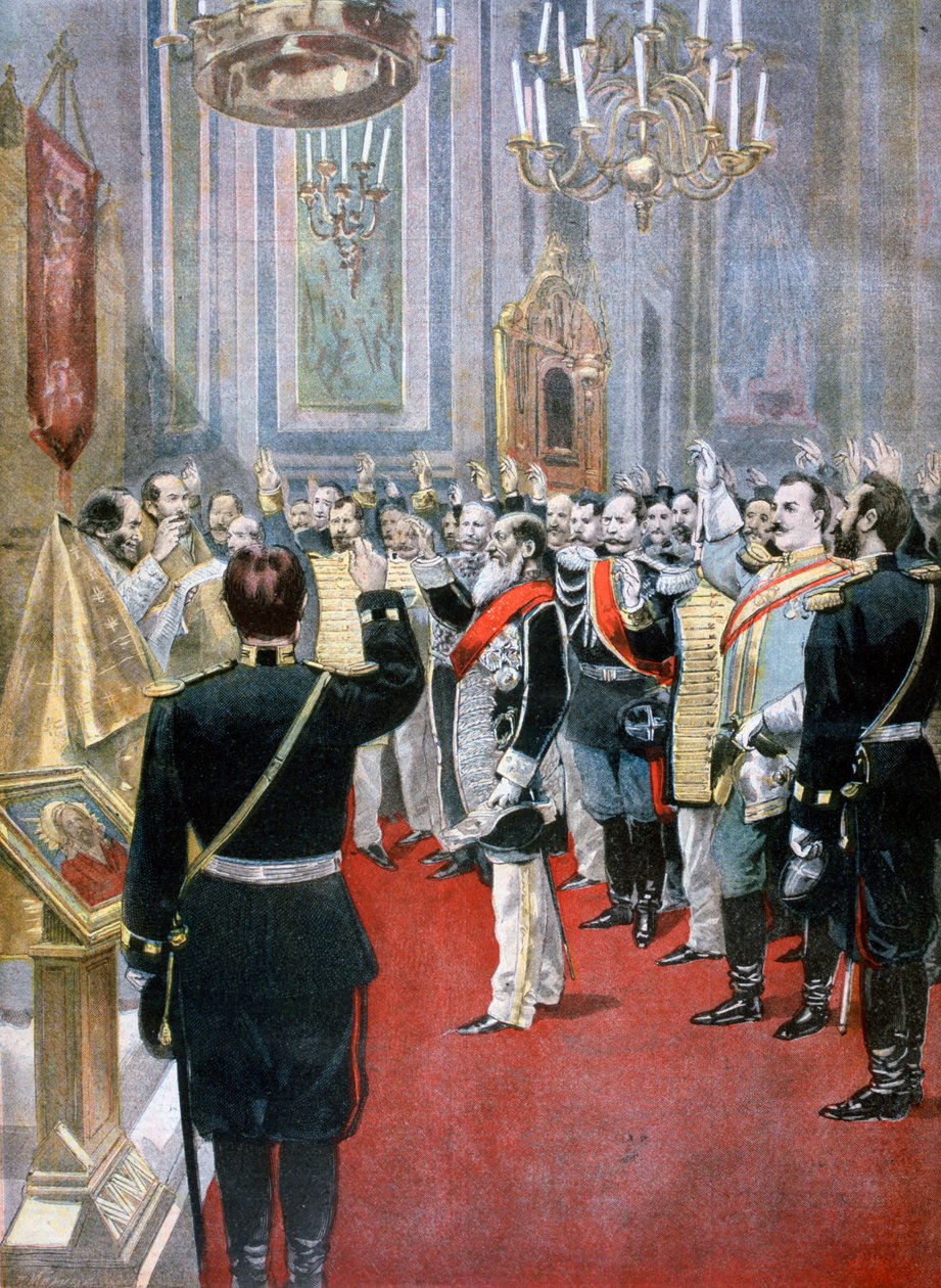 Miklós cárnak tett hűségesküt, a párizsi orosz templom, 1894 alkotó: Fortuné Méaulle