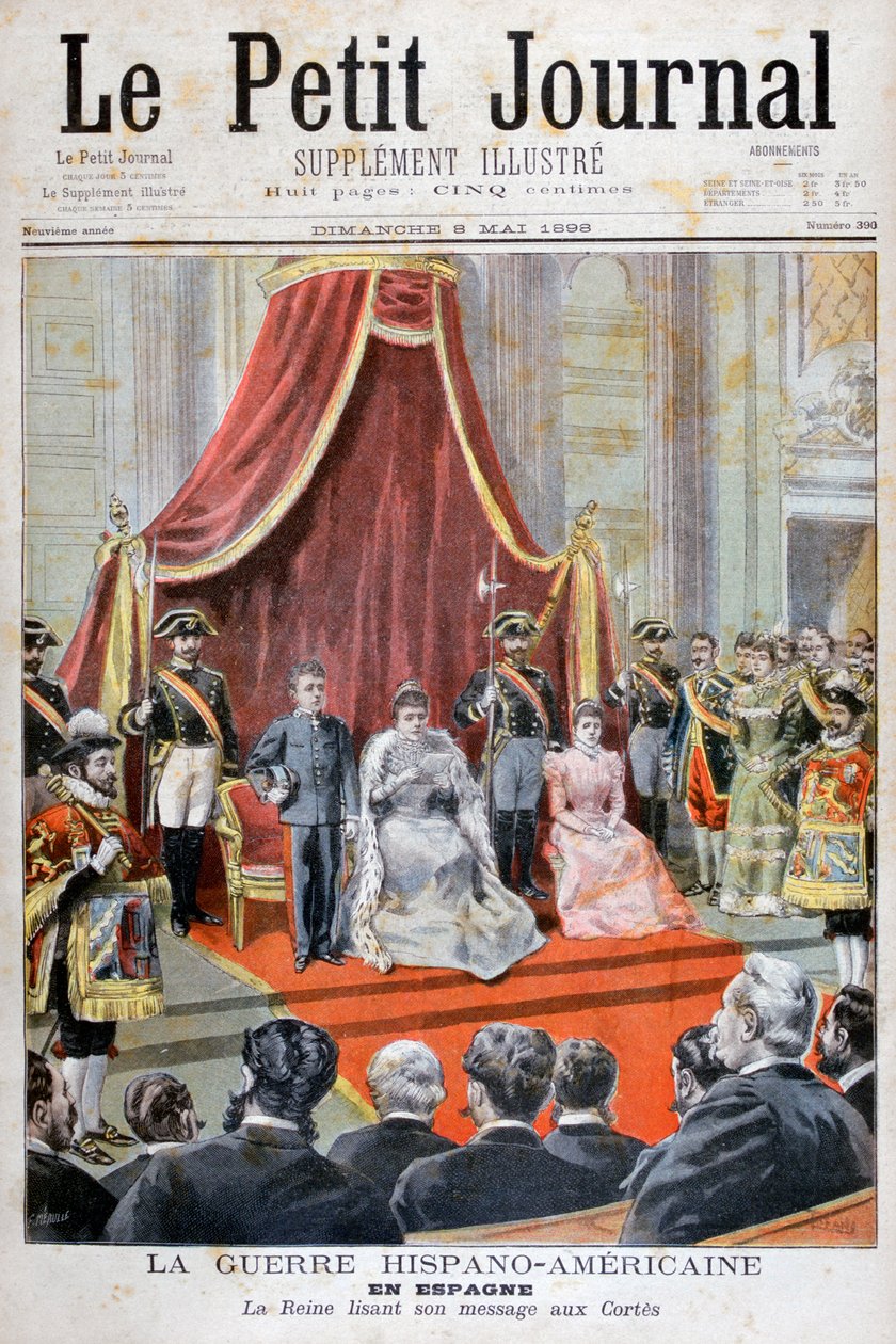 A spanyol királynő beszédet mond, spanyol-amerikai háború, 1898 alkotó: Fortuné Méaulle