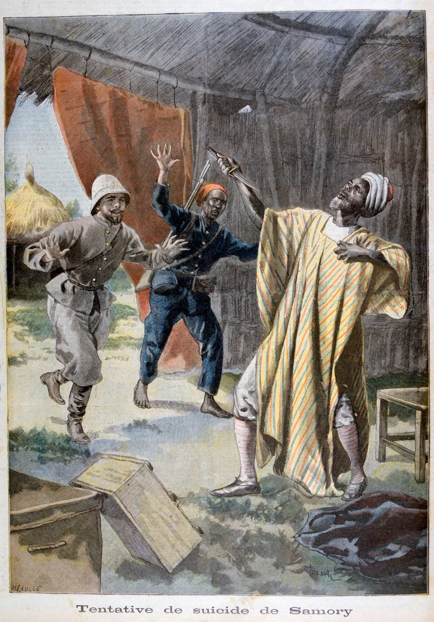 Samori Ture öngyilkossági kísérlete, 1899 alkotó: Fortuné Méaulle