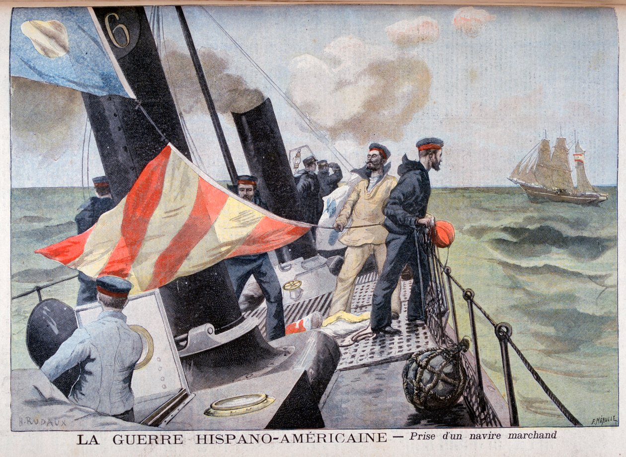 Egy kereskedelmi hajó elfogása, spanyol-amerikai háború, 1898 alkotó: Fortuné Méaulle