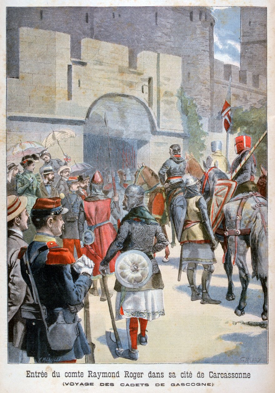 Raymond Roger gróf belépése a franciaországi Carcassonne-ba, 1898 alkotó: Fortuné Méaulle