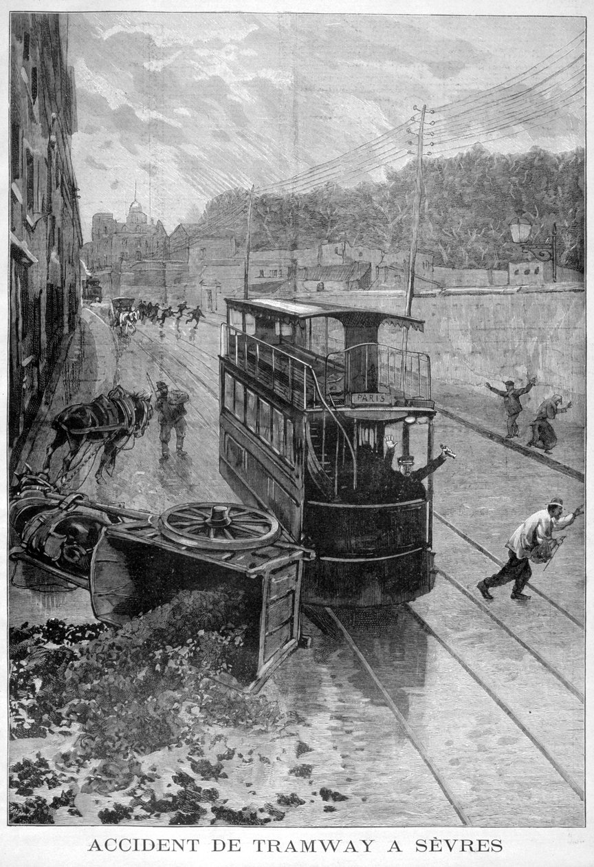 Villamosbaleset, Sevres, Párizs, 1897 alkotó: Fortuné Méaulle