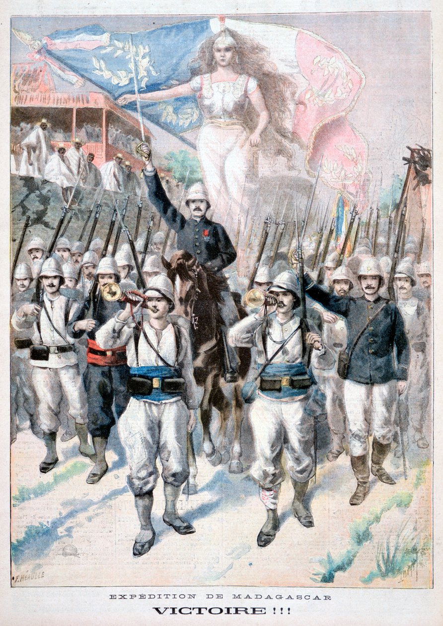Győzelem!!, francia beavatkozás Madagaszkáron, 1895 alkotó: Fortuné Méaulle