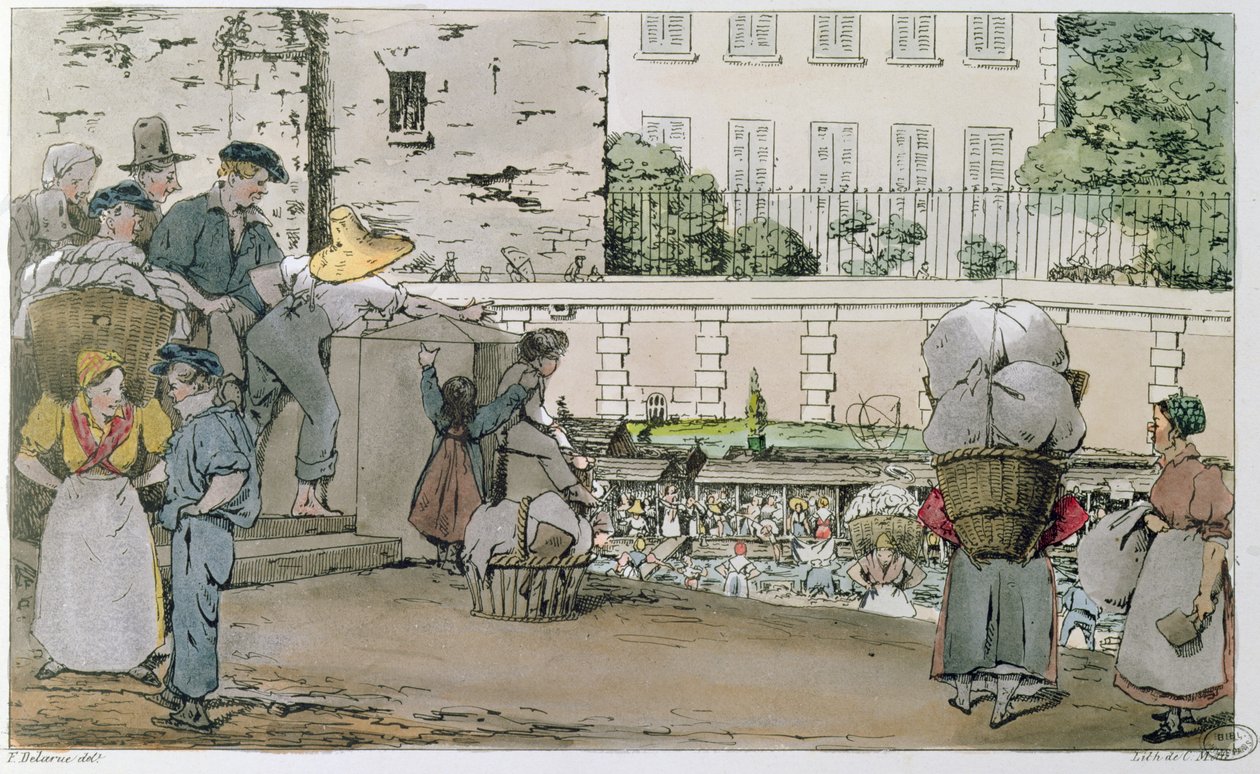 A Mosók, a "Tableau de Paris" sorozatból, metszett C. Motte, 1830-40 körül alkotó: Fortune Delarue