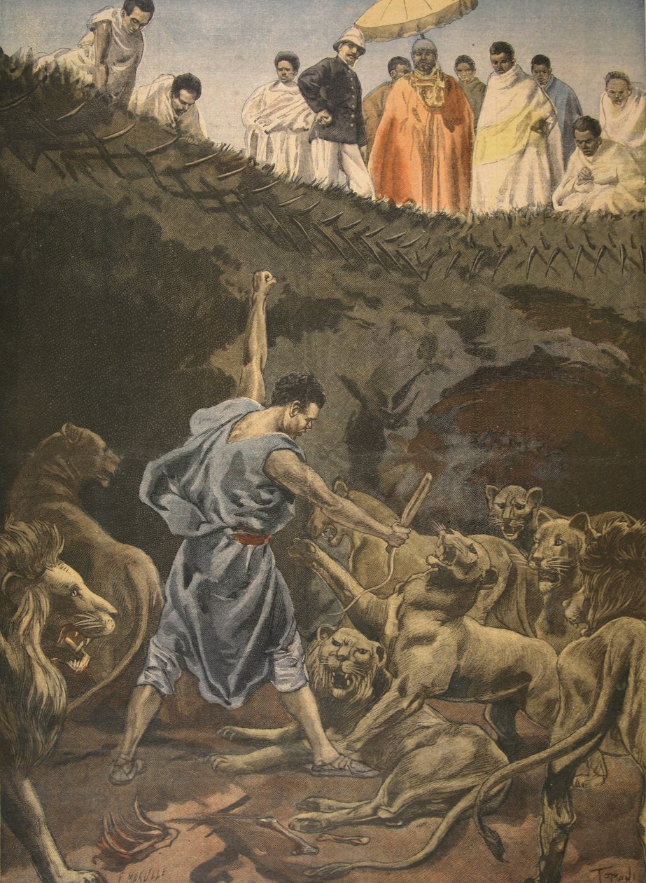 Menelick ajándéka, illusztráció a "Le Petit Journal"-ból: Supplement illustre", 1898. július 10. alkotó: Fortune Louis Meaulle