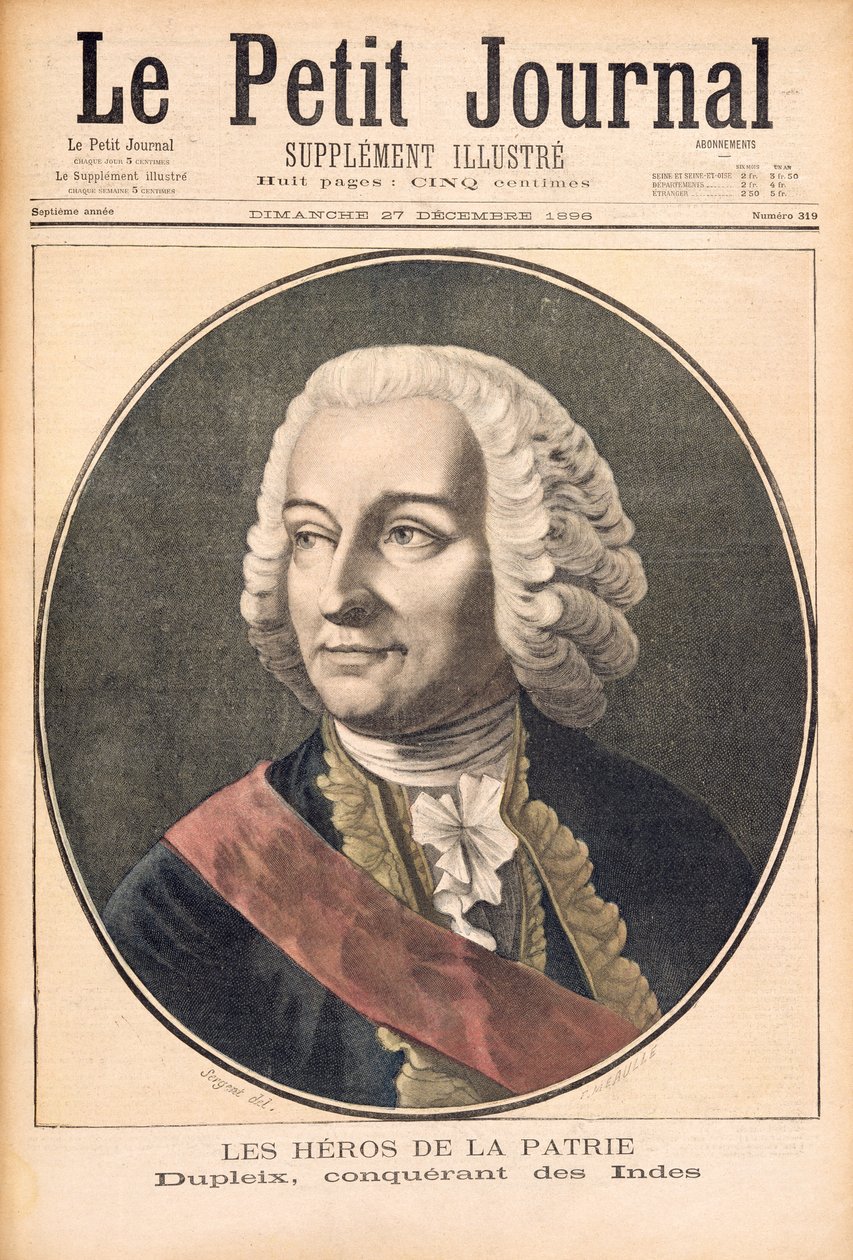 Joseph Francois Dupleix (1697-1763) portréja, illusztráció a „Le Petit Journal”-ból, 1896. december 27. alkotó: Fortune Louis Meaulle