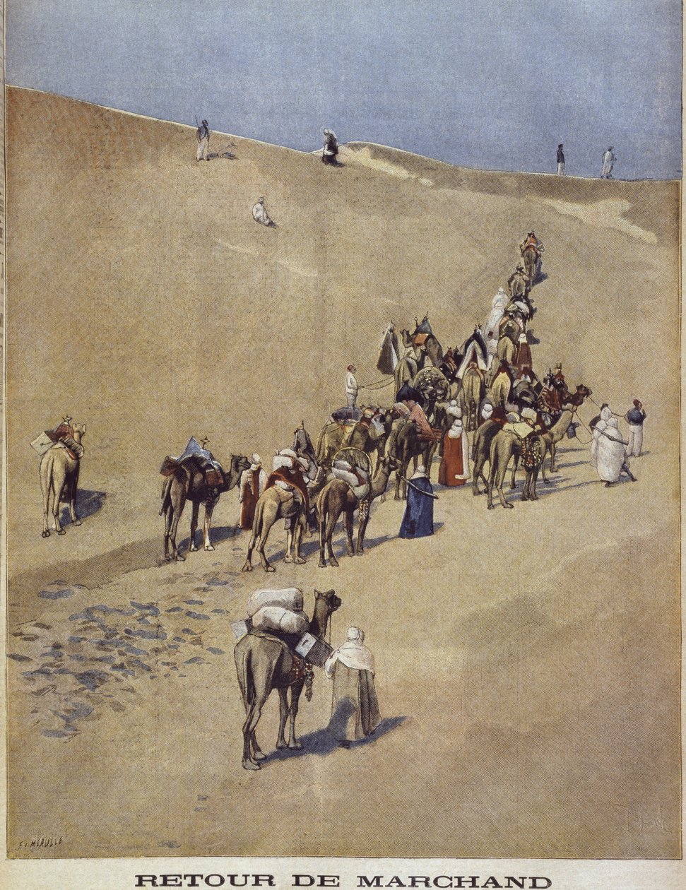 Jean-Baptiste Marchand parancsnok visszatérése, az utolsó készlet, illusztráció a „Le Petit Journal: Supplement illustre” című folyóiratból, 1899. április 16. alkotó: Fortune Louis Meaulle