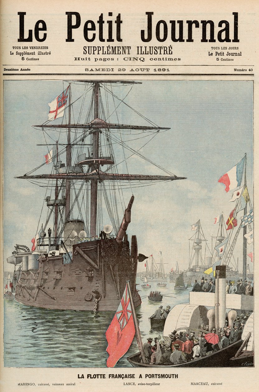 A francia flotilla Portsmouthban, a "Le Petit Journal"-ból, 1891. augusztus 29. alkotó: Fortune Louis Meaulle