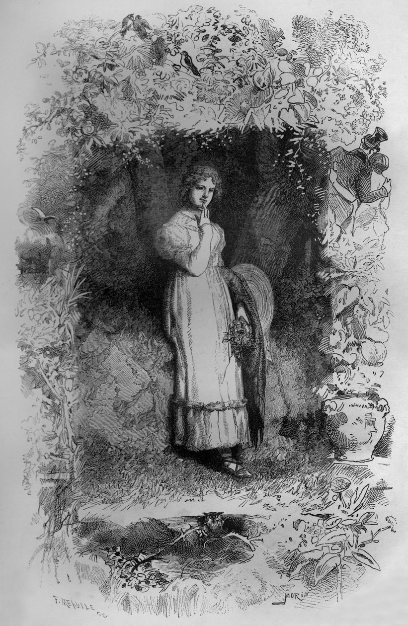 Fantine, illusztráció Victor Hugo Les Miserables című regényéhez, Fortune Meaulle metszete. alkotó: Fortune Louis Meaulle