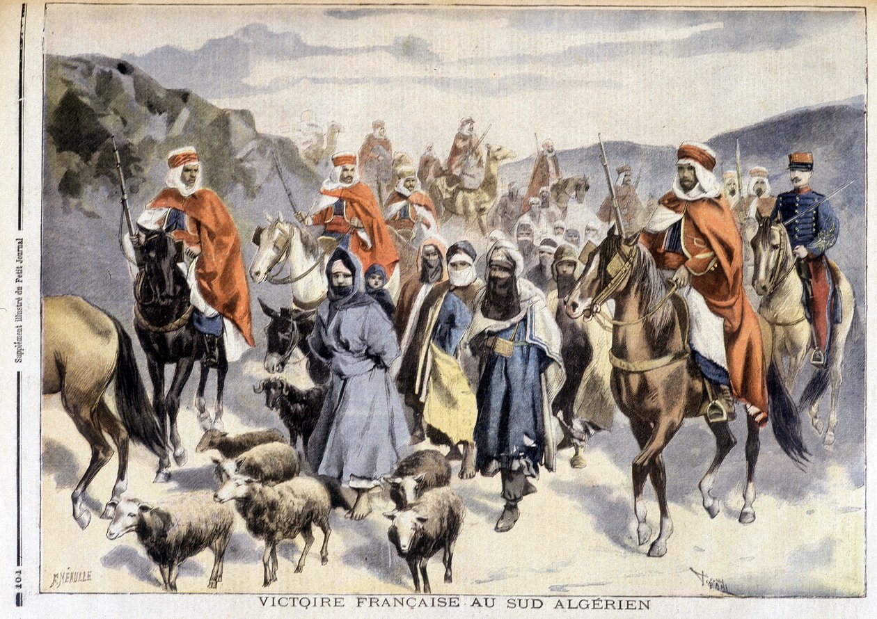Francia győzelem Dél-Algériában – az 1897.03.28-i „” Le Petité Journal”-ban alkotó: Fortune Louis Meaulle