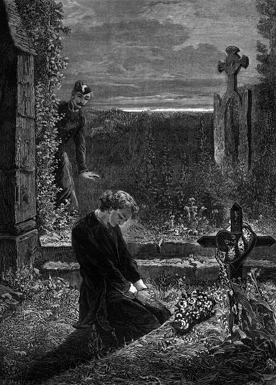 Illusztráció Victor Hugo "Nyomorultak" című regényéhez (3. rész: Marius), Meaulle metszete: Marius alkotó: Fortune Louis Meaulle