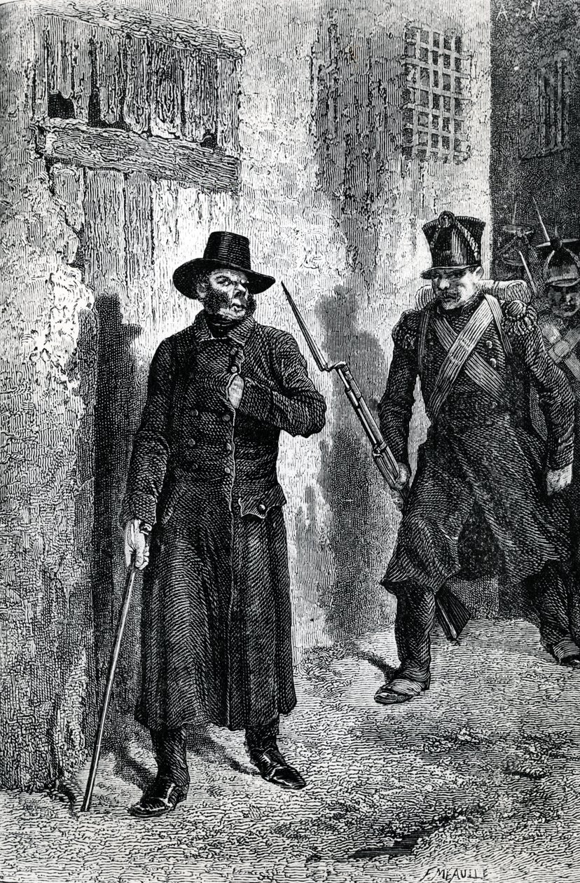 Javert üldözi Valjeant, Victor Hugo „Les Miserables” illusztrációja, J. Hetzel, 1865 (fametszet) alkotó: Fortune Louis Meaulle