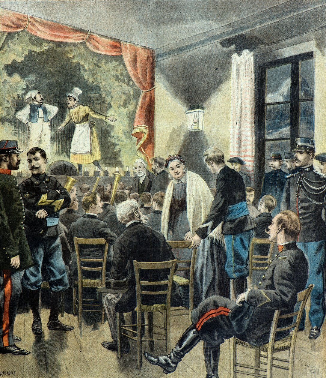 Le theatre aux armeses , alpesi vadászok előadása alkotó: Fortune Louis Meaulle