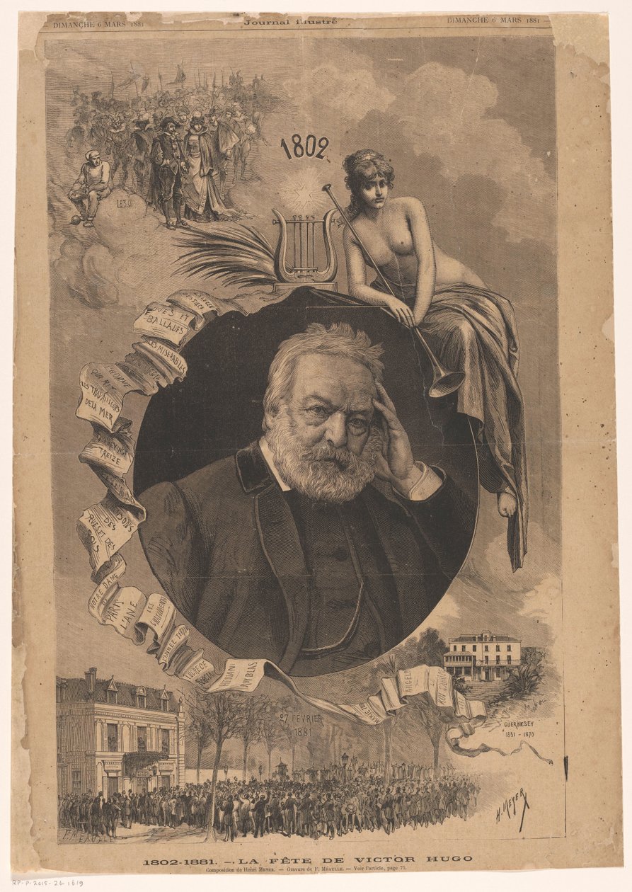 Victor Hugo portréja 1802-1881 Victor Hugo ünnepe (cím a tárgyon) alkotó: Fortune Louis Meaulle
