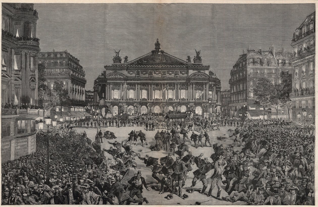 Párizsi zavargások Richard Wagner „Lohengrin” című művének előadása ellen a Garnier palotában 1891 – Demonstration patriotique, Place de l