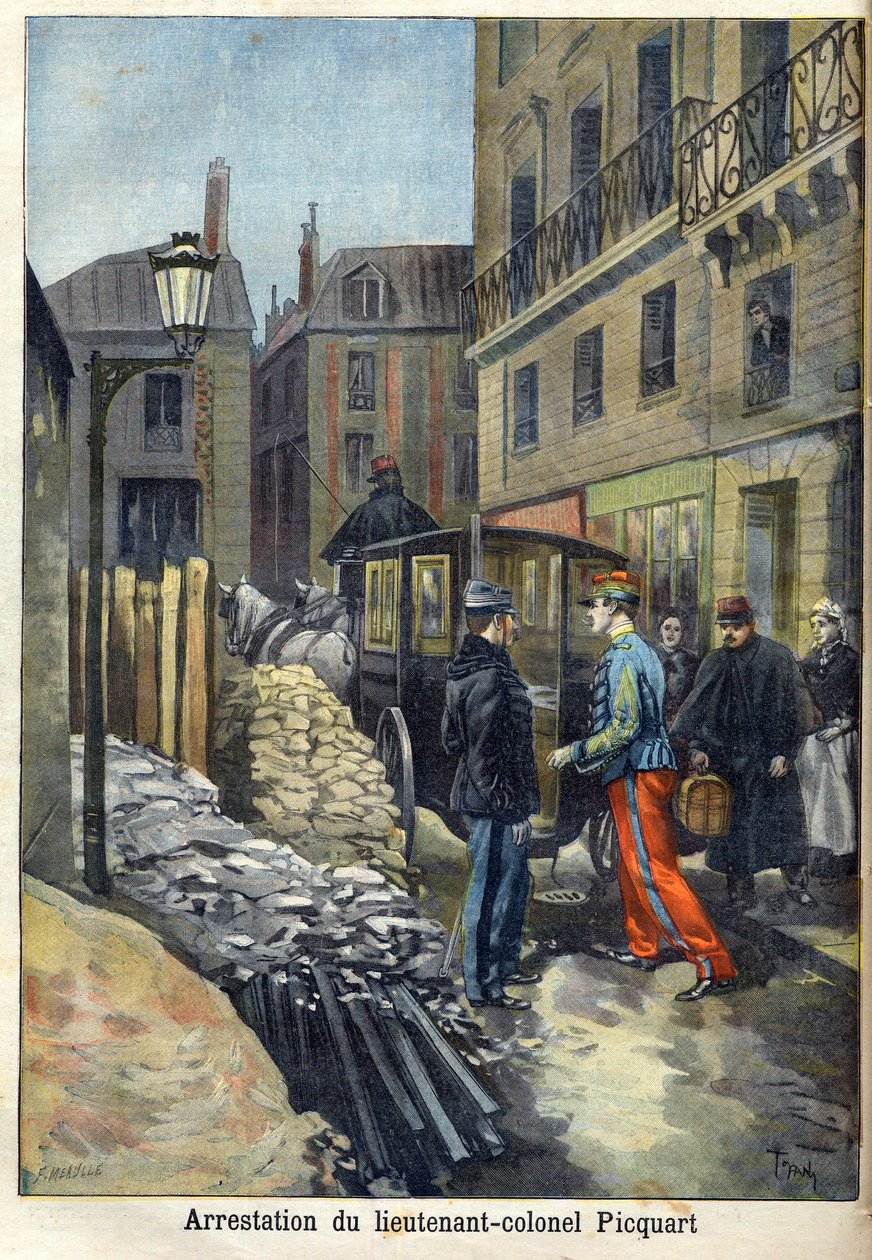 A Dreyfus-ügy „Picquart alezredes (1854-1914) letartóztatása a „Le Petit Journal”-ban, 1898. január (metszet) alkotó: Fortune Louis Meaulle