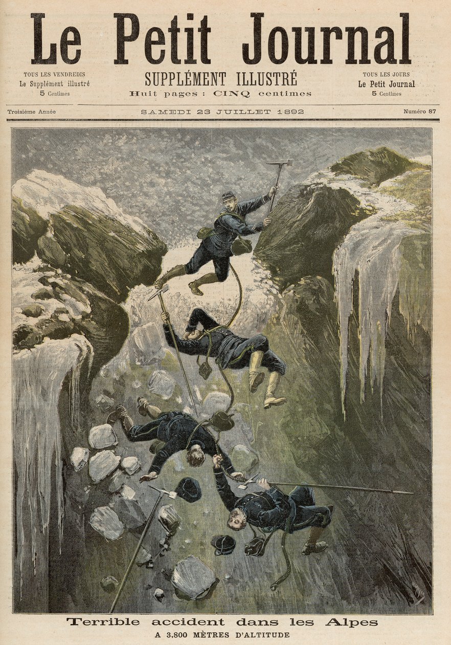 Szörnyű baleset az Alpokban, a "Le Petit Journal"-ból, 1892. július 23. alkotó: Fortune Louis Meaulle and Henri Meyer