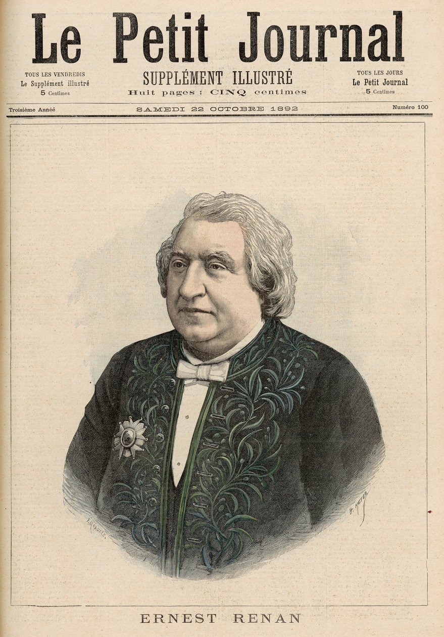 Ernest Renan, a "Le Petit Journal"-ból, 1892. október 22. alkotó: Fortune Louis Meaulle and Henri Meyer