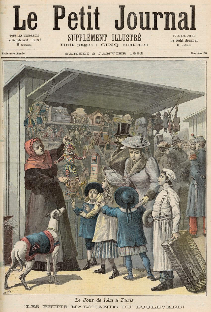 Újév napja Párizsban: A kis standok a körúton, a „Le Petit Journal” címlapja, 1892. január 2. alkotó: Fortune Louis Meaulle and Henri Meyer
