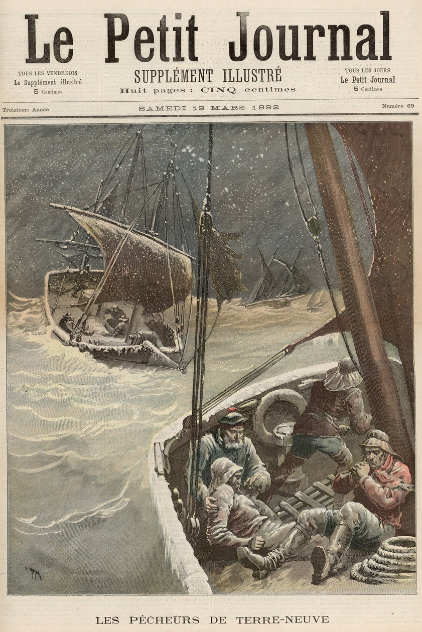 Új-fundlandi halászok, a "Le Petit Journal" 1892. március 19-i számából alkotó: Fortune Louis Meaulle and Henri Meyer
