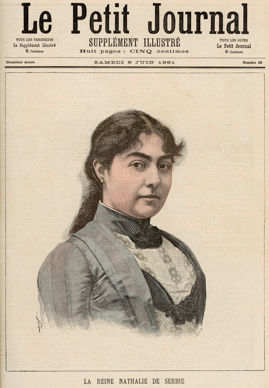 Natalija szerb királynő (1859-1941) a "Le Petit Journal"-ból, 1891. június 6. alkotó: Fortune Louis Meaulle and Henri Meyer