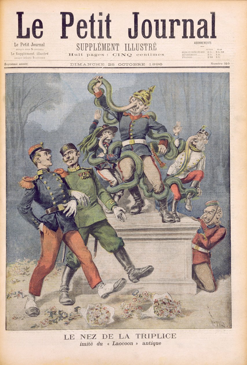 A szövetségesek orra, Laocoon után, a „Le Petit Journal”-ból, 1896. október 25. alkotó: Fortune Louis Meaulle and Henri Meyer
